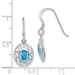 QE1376 Sterling Silver Blue Topaz Fancy Dangle Earrings