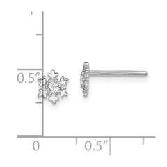 QE13802 Sterling Silver Rhodium-plated CZ Snowflake Post Earrings