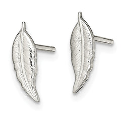 QE13807 Sterling Silver Polished Feather Post Earrings
