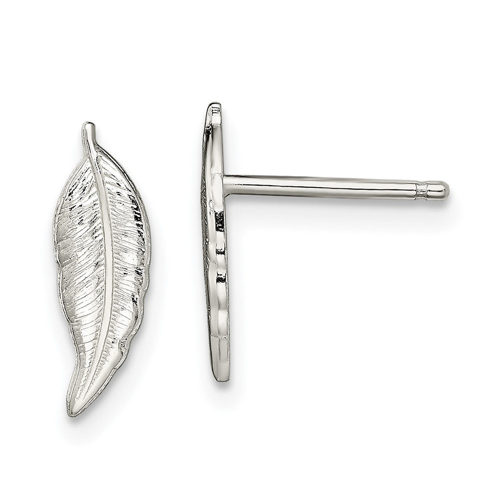 QE13807 Sterling Silver Polished Feather Post Earrings