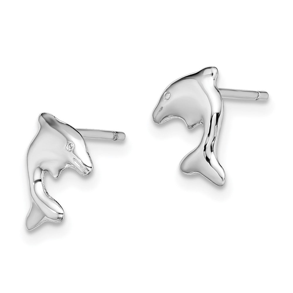 QE13825 Sterling Silver Rhodium-plated Dolphin Stud Earrings