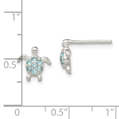 QE13836 Sterling Silver CZ Turtle Post Earrings