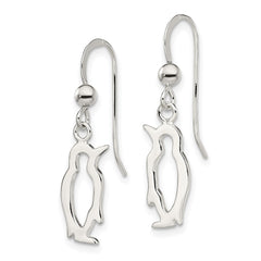 QE13837 Sterling Silver Penguin Shepherd Hook Earrings