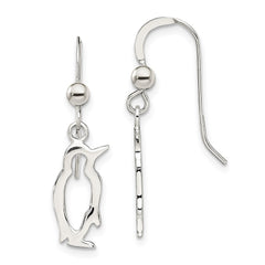 QE13837 Sterling Silver Penguin Shepherd Hook Earrings