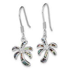 QE14031 Sterling Silver Rhodium-plated Abalone Palm Tree Earrings