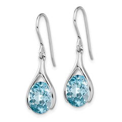 QE14047BT Sterling Silver Rhodium-plated Blue Topaz Shepherds Hook Earrings