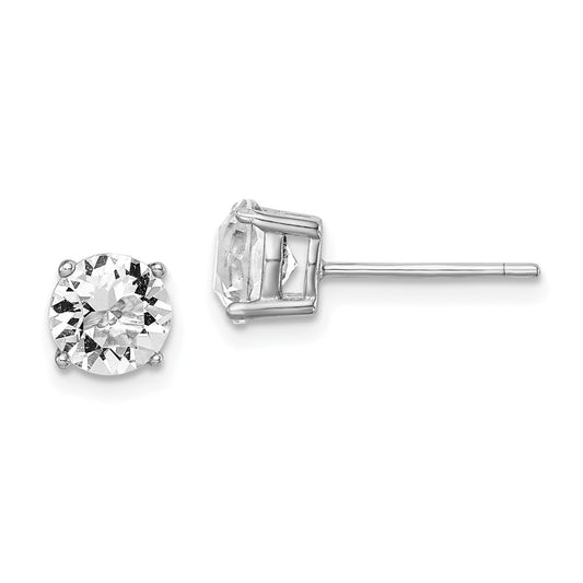 QE14067APR Sterling Silver Rhod-pltd Clear Crystal Birthstone Earrings