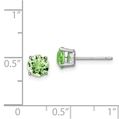 QE14067AUG Sterling Silver Rhod-pltd Light Green Crystal Birthstone Earrings