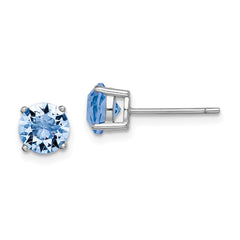 QE14067DEC Sterling Silver Rhod-pltd Light Blue Crystal Birthstone Earrings