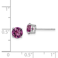 QE14067FEB Sterling Silver Rhod-pltd Purple Crystal Birthstone Earrings