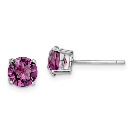 QE14067FEB Sterling Silver Rhod-pltd Purple Crystal Birthstone Earrings