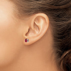 QE14067JUL Sterling Silver Rhod-pltd Red Crystal Birthstone Earrings