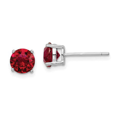 QE14067JUL Sterling Silver Rhod-pltd Red Crystal Birthstone Earrings