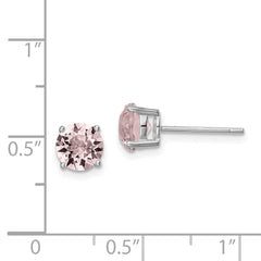 QE14067JUN Sterling Silver Rhod-pltd Lavender Pink Crystal Birthstone Earrings