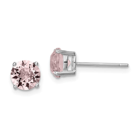 QE14067JUN Sterling Silver Rhod-pltd Lavender Pink Crystal Birthstone Earrings