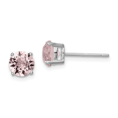 QE14067JUN Sterling Silver Rhod-pltd Lavender Pink Crystal Birthstone Earrings