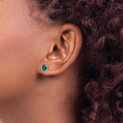 QE14067MAY Sterling Silver Rhod-pltd Green Crystal Birthstone Earrings