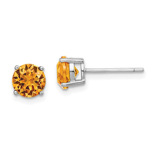 QE14067NOV Sterling Silver Rhod-pltd Yellow Crystal Birthstone Earrings
