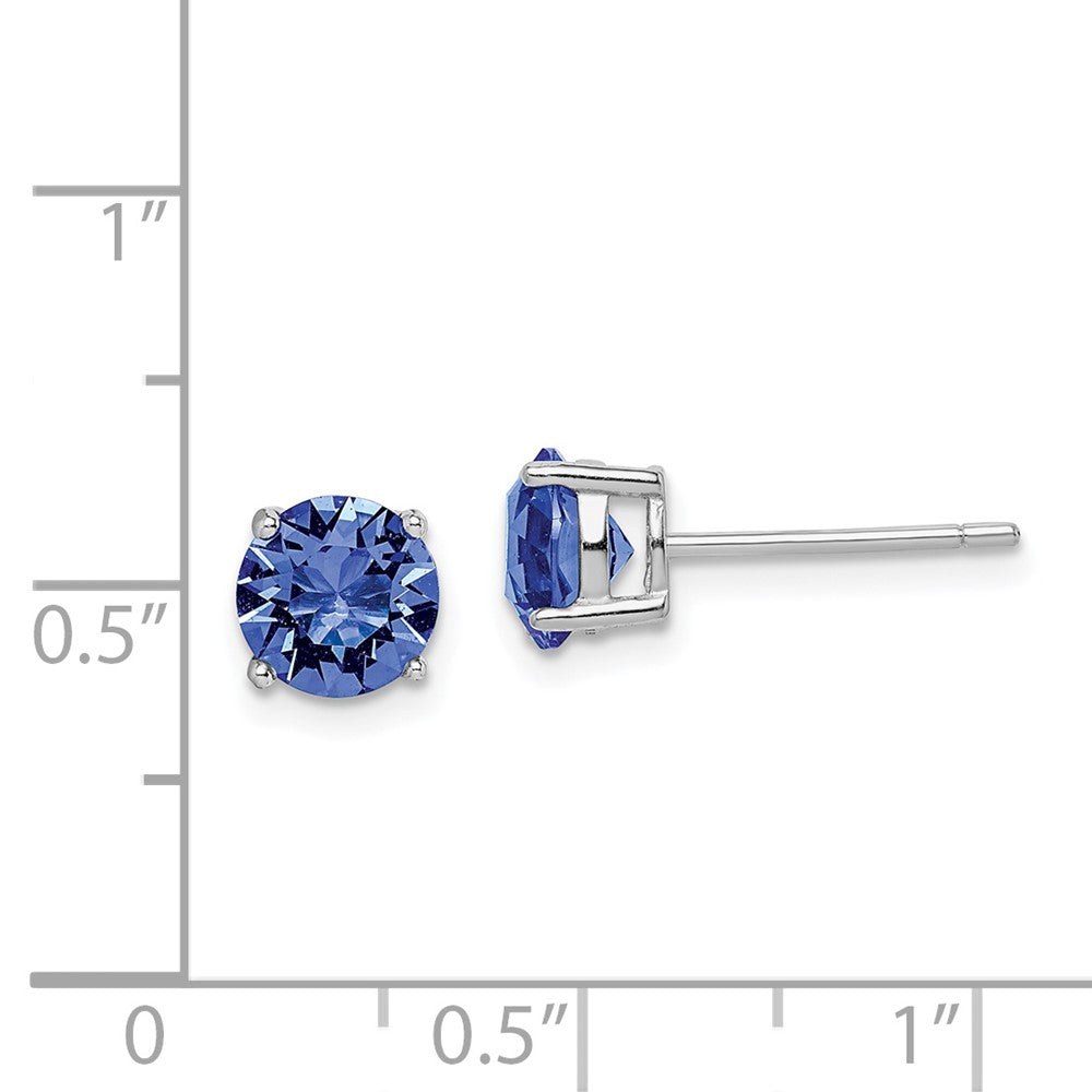 QE14067SEP Sterling Silver Rhod-pltd Blue Crystal Birthstone Earrings