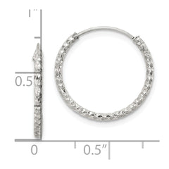 QE14098 Sterling Silver Diamond Cut 1.5x18mm Endless Hoop Earrings