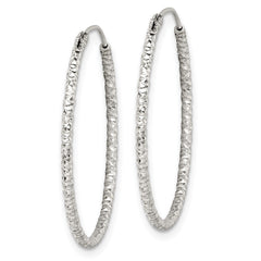 QE14100 Sterling Silver Diamond Cut 1.5x28mm Endless Hoop Earrings