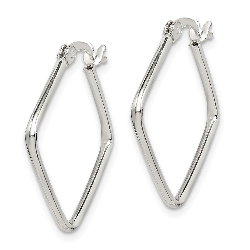 QE14105 Sterling Silver Polished Square Hoop Earrings
