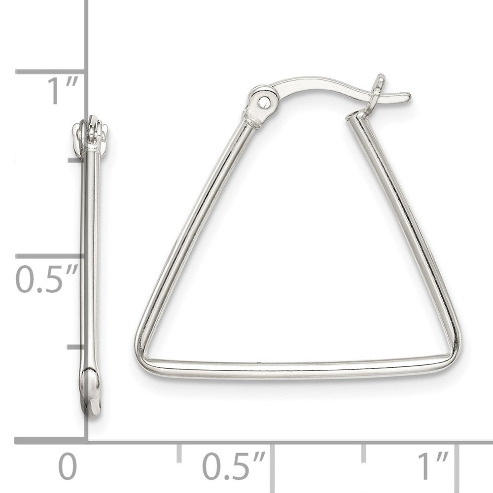 QE14108 Sterling Silver Polished Triangle Hoop Earrings