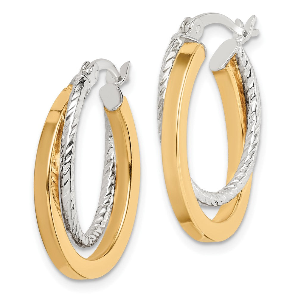 QE14123 Sterling Silver and Gold Tone Double Hoop Earrings