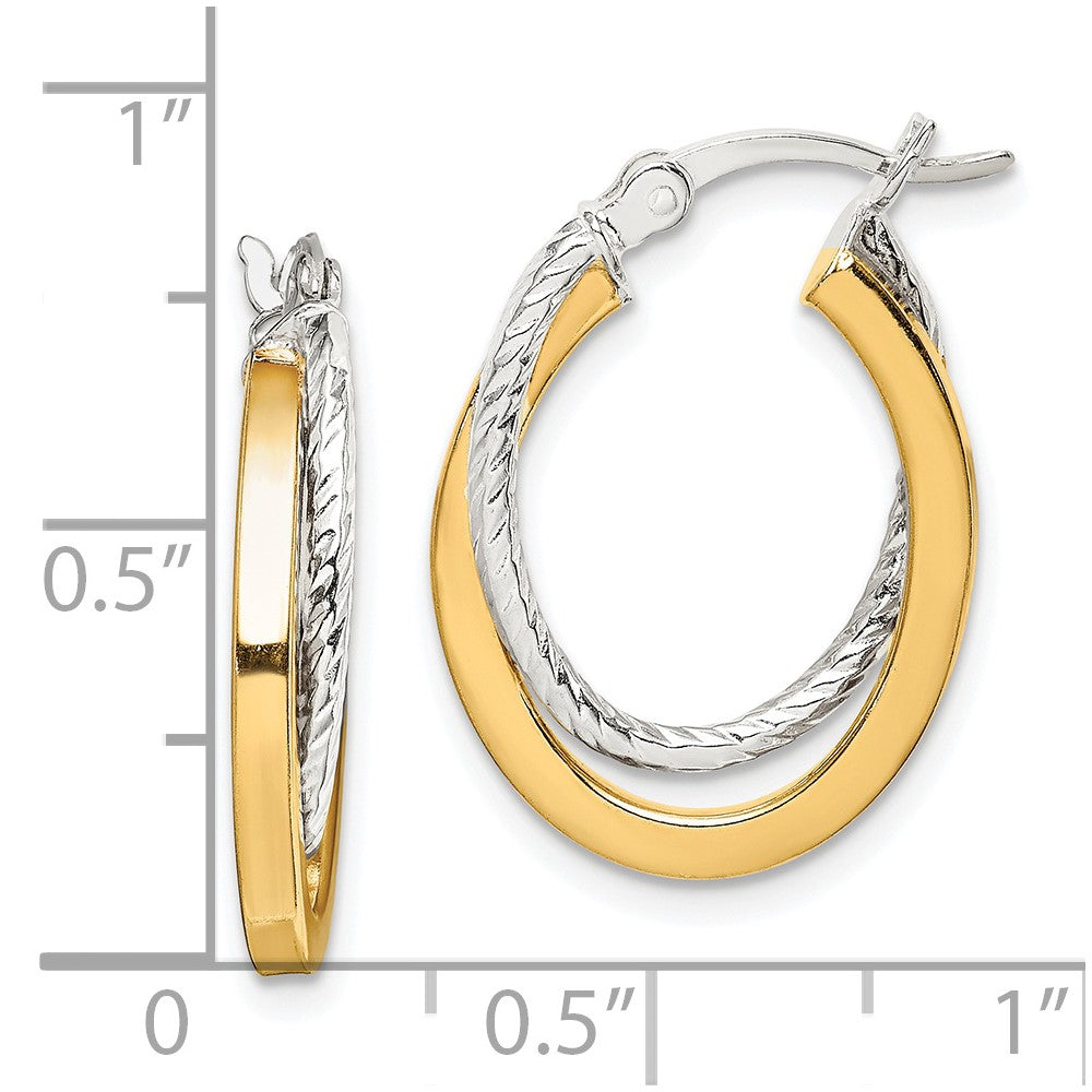 QE14123 Sterling Silver and Gold Tone Double Hoop Earrings