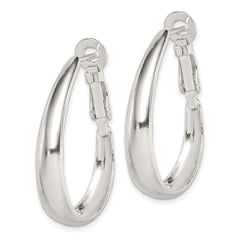 QE14141 Sterling Silver Polished Omega Back Hoop Earrings