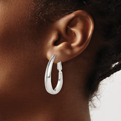 QE14141 Sterling Silver Polished Omega Back Hoop Earrings