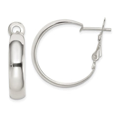 QE14142 Sterling Silver Polished 6mm Omega Back Hoop Earrings
