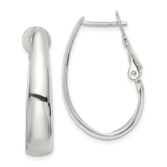 QE14143 Sterling Silver Polished Omega Back Hoop Earrings