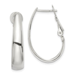 QE14143 Sterling Silver Polished Omega Back Hoop Earrings
