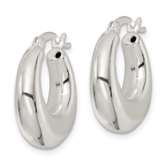 QE14151 Sterling Silver Polished & Tapered Round Hoop Earrings
