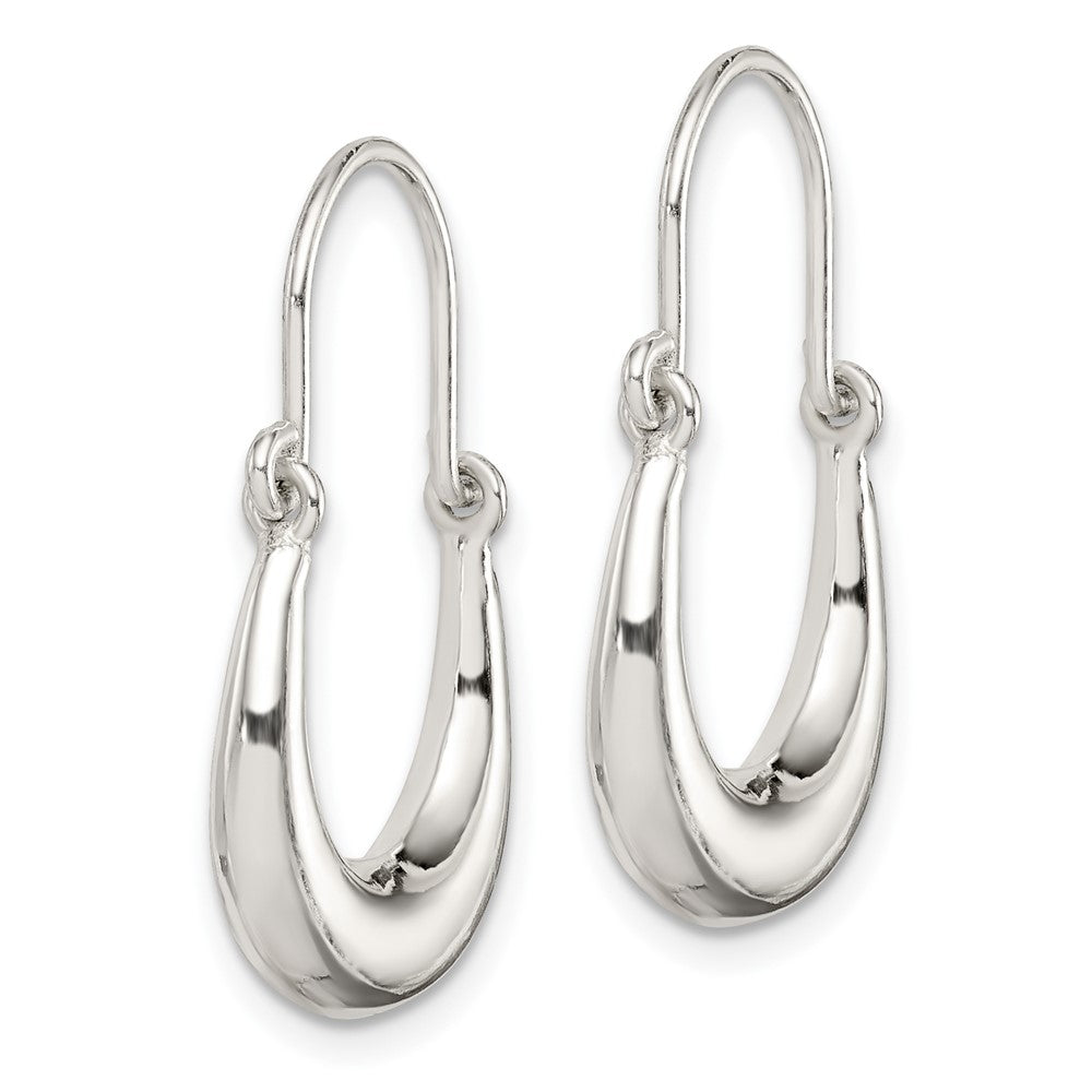 QE14153 Sterling Silver Polished & Tapered Oval Hoop Earrings