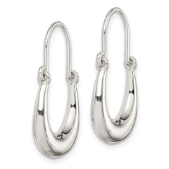 QE14153 Sterling Silver Polished & Tapered Oval Hoop Earrings
