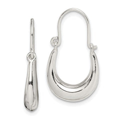 QE14153 Sterling Silver Polished & Tapered Oval Hoop Earrings