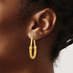 QE14164 Sterling Silver Gold Tone Textured Hoop Earrings