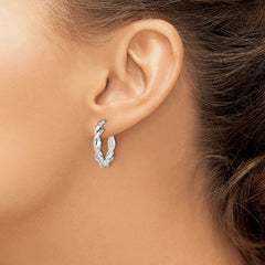 QE14165 Sterling Silver Twisted and Textured Hoop Earrings