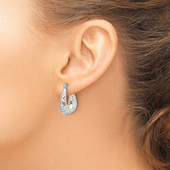 QE14171 Sterling Silver Polished Swirl Filigree Hoop Earrings