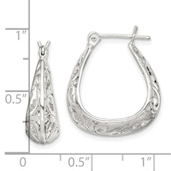 QE14171 Sterling Silver Polished Swirl Filigree Hoop Earrings
