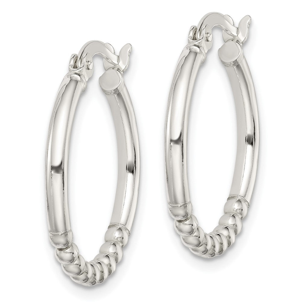 QE14172 Sterling Silver Beaded Hoop Earrings