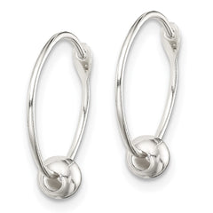 QE14190 Sterling Silver Beaded Endless Hoop Earrings