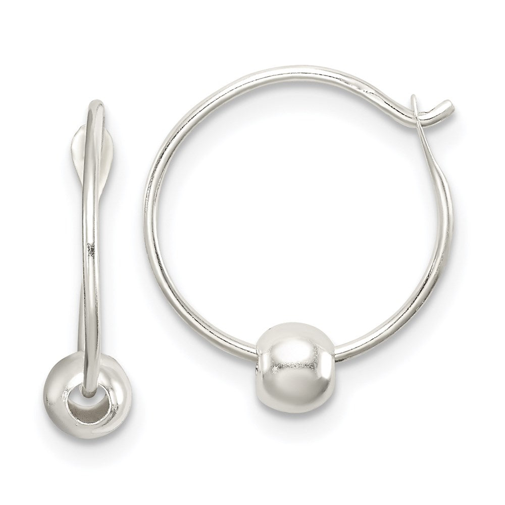 QE14190 Sterling Silver Beaded Endless Hoop Earrings