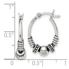 QE14194 Sterling Silver Antiqued Hoop Earrings