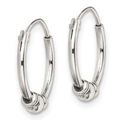 QE14200 Sterling Silver Antiqued Beaded Endless Hoop Earrings