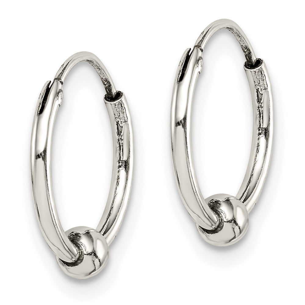 QE14206 Sterling Silver Antiqued Beaded Endless Hoop Earrings