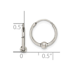 QE14206 Sterling Silver Antiqued Beaded Endless Hoop Earrings