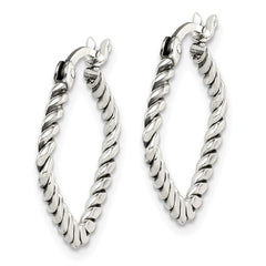 QE14208 Sterling Silver Antiqued Textured Square Hoop Earrings